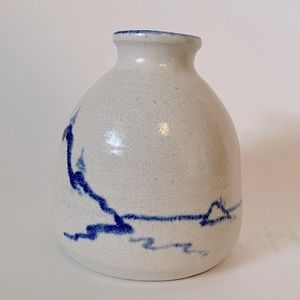 Small stoneware vase ceramic blue natural